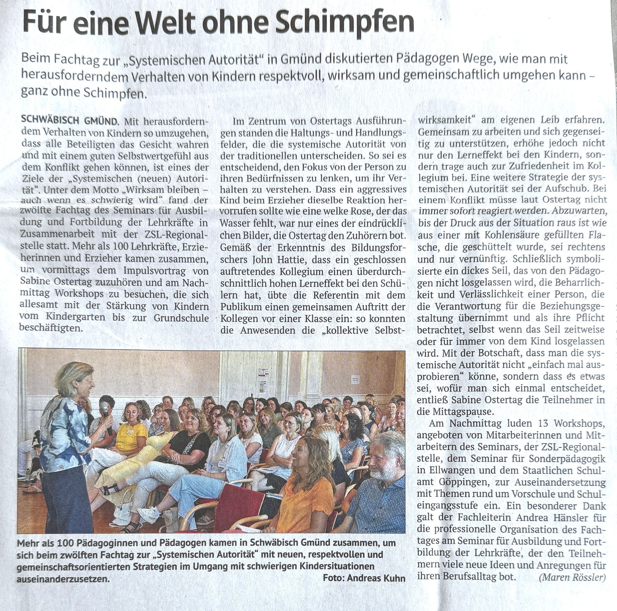 Zeitungsartikel Remszeitung 19.07.2025